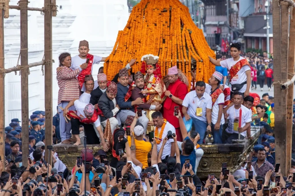 Indra Jatra festival during summer in Nepal
