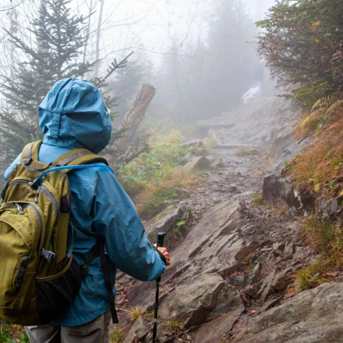 Hiking in the Rain Hiking in the rain