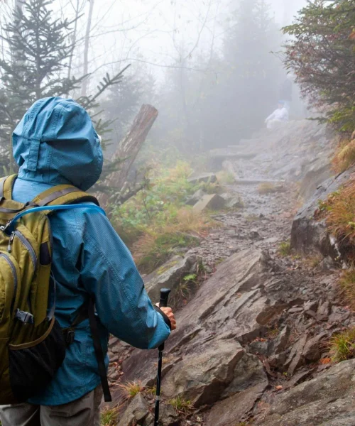 Hiking in the Rain Hiking in the rain